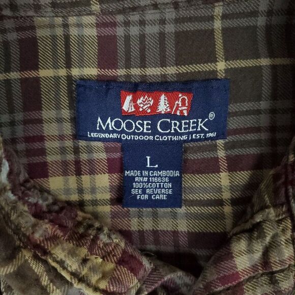 Moose Creek Flannel Lot Of 2 Button Down Shirt Men's Large Brown Plaid Workwear - Picture 2 of 14